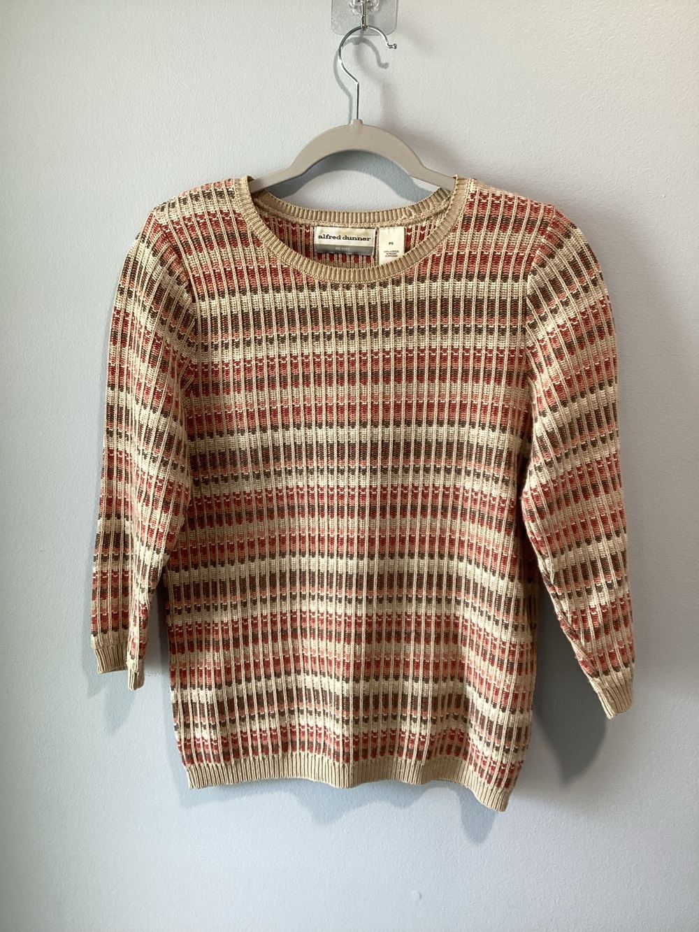 Cream & Rust Striped Knit Sweater, Alfred dinner